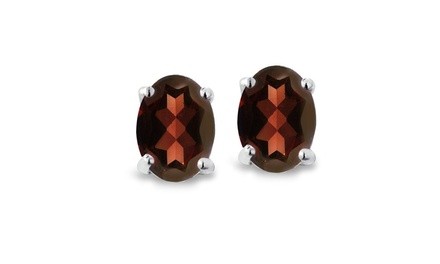 2 cttw African Garnet 7x5 Oval Stud Earrings in Sterling Silver