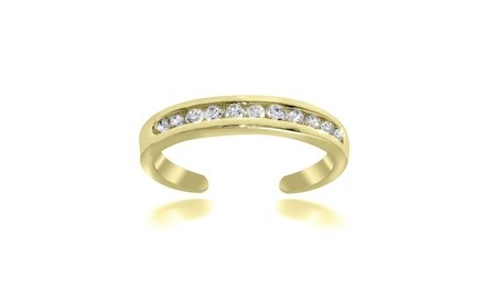 Gold Tone Over Sterling Silver Channel Set CZ Toe Ring