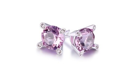 2.06 ct genuine amethyst 4 prong stud earring