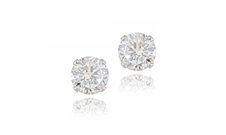 Sterling Silver 2.5ct CZ Stud Earrings, 7mm