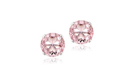 Sterling Silver 2ct Morganite Topaz Stud Earrings, 6mm