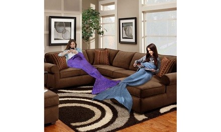 Knitted Mermaid Tail Blanket - Teen/Adult Size 