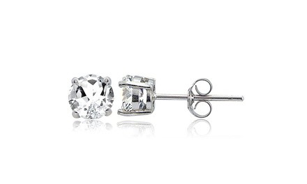 Sterling Silver 2ct White Topaz Stud Earrings, 6mm