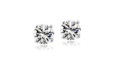 Clear April Birthstone Stud Earrings Made w/ Swarovski Crystals