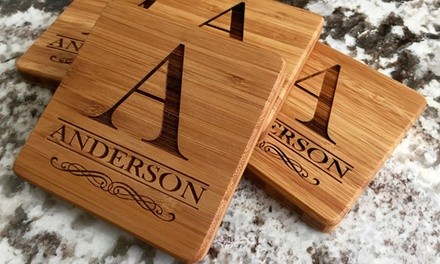 Two or Four Personalized Bamboo Coasters from American Laser Crafts (Up to 57% Off) 