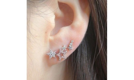 1 Pair Star Ear Climber Tiny Star Stud Earrings For Women