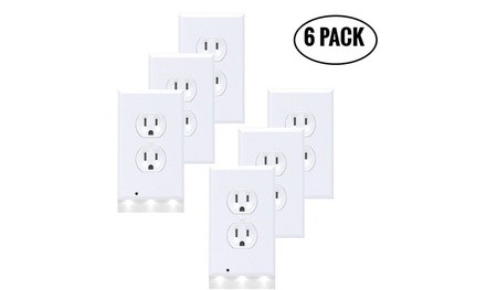 6-Pack Outlet Cover Wall Plate with LED Night Lights