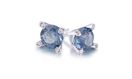 London Topaz Stud Earrings in 18k White Gold 