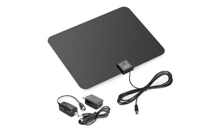 Amplified HDTV Antenna with 50-, 60-, or 65-Mile Range