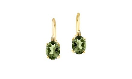 2.00 CTTW Genuine peridot Leverback Earrings in 18k Yellow gold