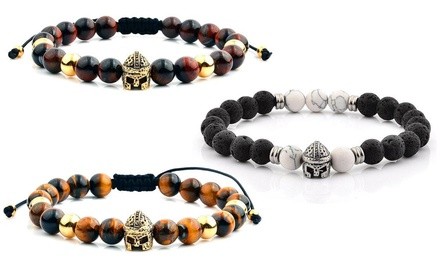 Spartan and Metal Natural Stone Bead Bracelets