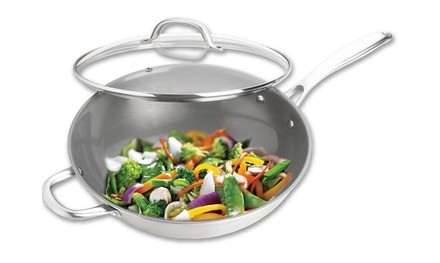 Culinary Edge Non-Stick Stainless Steel 2 PC Wok Set