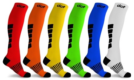 DCF Graduated Mid-Calf Compression Socks for Men and Women (6-Pack)