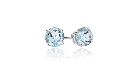 Sterling Silver 1.2ct Blue Topaz Round Stud Earrings, 5mm