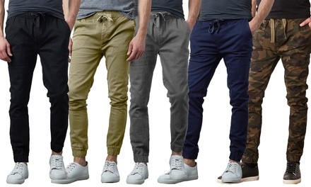 Men's Slim-Fitting Cotton Twill Joggers (2-Pack)