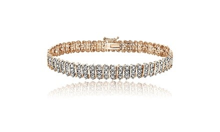 Rose Gold Tone 1.00 Carat Diamond S Tennis Bracelet