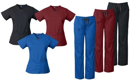 Medgear Women's Utility Scrub Set with 4-Pocket Top and 7-Pocket Pant