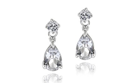 3.6 cttw White Topaz & Diamond Accent Teardrop Earrings