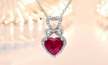 One, Two, or Three Dazzling Red Heart Pendant Necklace from Novadab (Up to 86% Off)