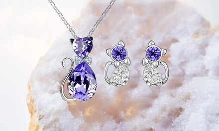 One, Two, or Three Fabulous Feline Rhinestone Necklace Sets from Novadab (Up to 84% Off)