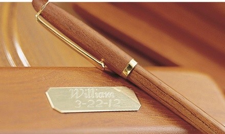 One or Two Sets of Personalized Rosewood Pens and Cases from Qualtry (Up to 53% Off)
