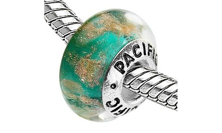 Sterling Silver 'Big Spender' Murano-style Glass Bead