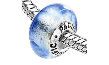 Sterling Silver 'Midnight Ramba' Murano-style Glass Bead