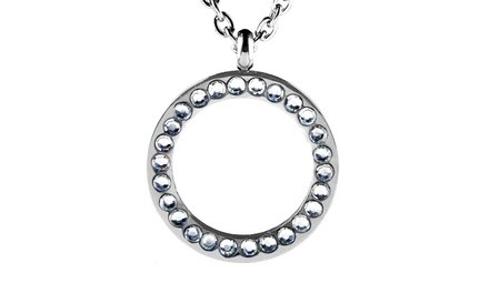 Stainless Steel Cubic Zirconia Open Circle Necklace