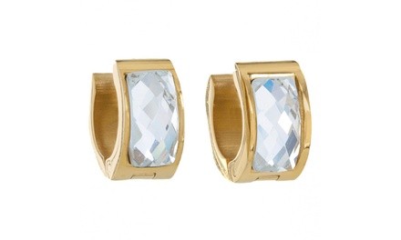 Gold plated or Stainless Steel Crystal Cuff Earrings