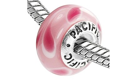 Sterling Silver 'Watermelon Tango' Murano Style Glass Bead