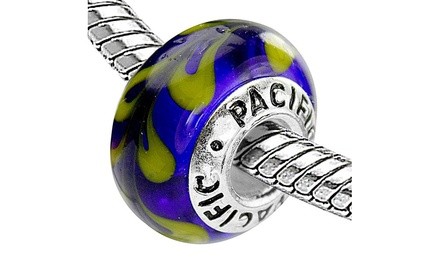 Sterling Silver 'Fun with Fred' Murano-style Glass Bead