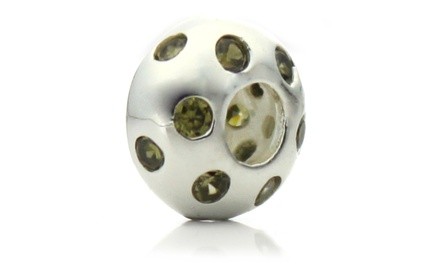 Silver Plated Green Crystal 'Disco Night' Pacific Bead