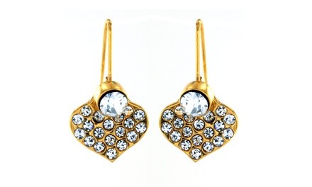 Goldplated Stainless Steel Crystal Heart Earrings