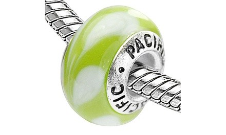 Sterling Silver 'Pineapple Plantation' Murano-style Glass Bead