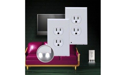Outlet Wall Plate With LED Night Lights - No Batteries or Wires (2 Pack)