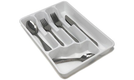 30 Value Pack 2-in-1 Cutlery Drawer Tray & Flatware Set,  Stainless Steel