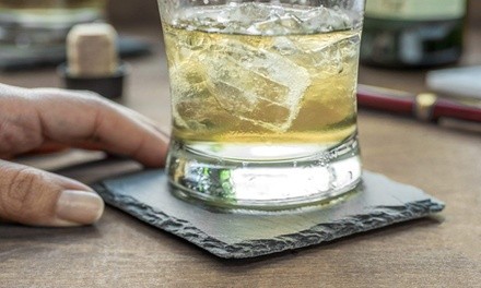 Natural Stone Slate Coaster Set with Protective Rubber Pad on Each End