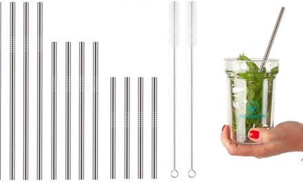 14 Pc Stainless Steel Straw Set - 10