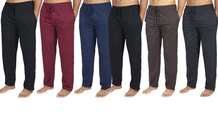Real Essentials Men's 100% Cotton Pajamas Bottoms with Pockets (3-Pack; S-3XL)