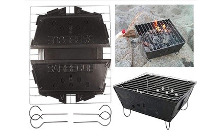 Portable Folding Steel Barbecue Grill with Removable Legs