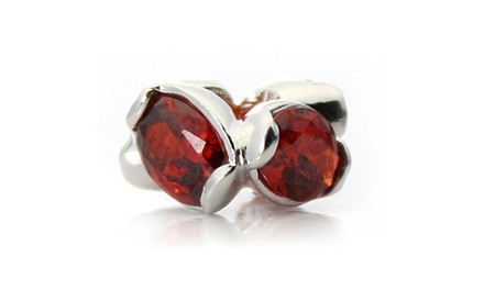 Silver-Plated 'Bling' Decorative Red Crystal Bead