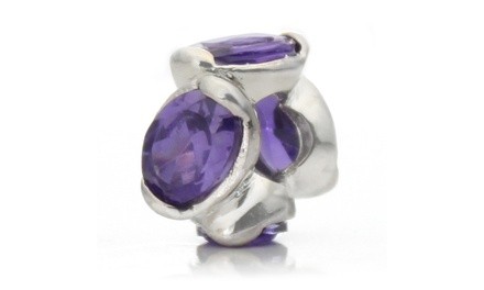 Silver Plated 'Bling' Decorative Purple Crystal Bead