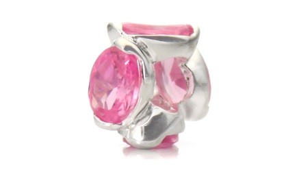 Silver Plated 'Bling' Decorative Pink Crystal Bead