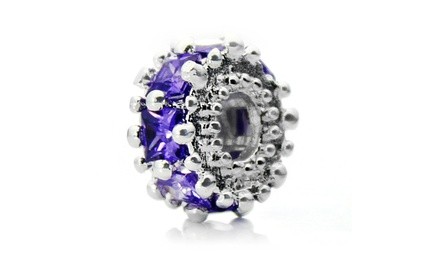 Silver-Plated 'Glitteratzi' Decorative Purple Crystal Bead