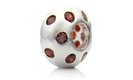 Silver 'Disco Night' Red Crystal Pacific Bead