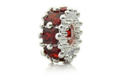 Silver Plated Red Crystal 'Glitteratzi' Pacific Bead