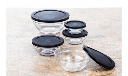 10 Pc Glass Kitchen Containers w/Snap Tight Lids