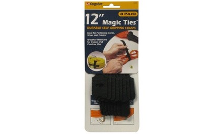 CargoLoc 8 Piece Black Magic Ties, 12 inch x 9/16 inch (1, 2 or 4 Pack)