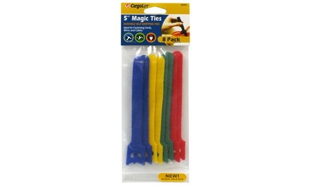 CargoLoc 8 Piece Colored Magic Ties, 5 in x 1/2 in (1,2 or 4 Pack)