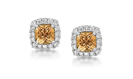 3.50 CTTW Morganite Cushion Cut Halo Studs